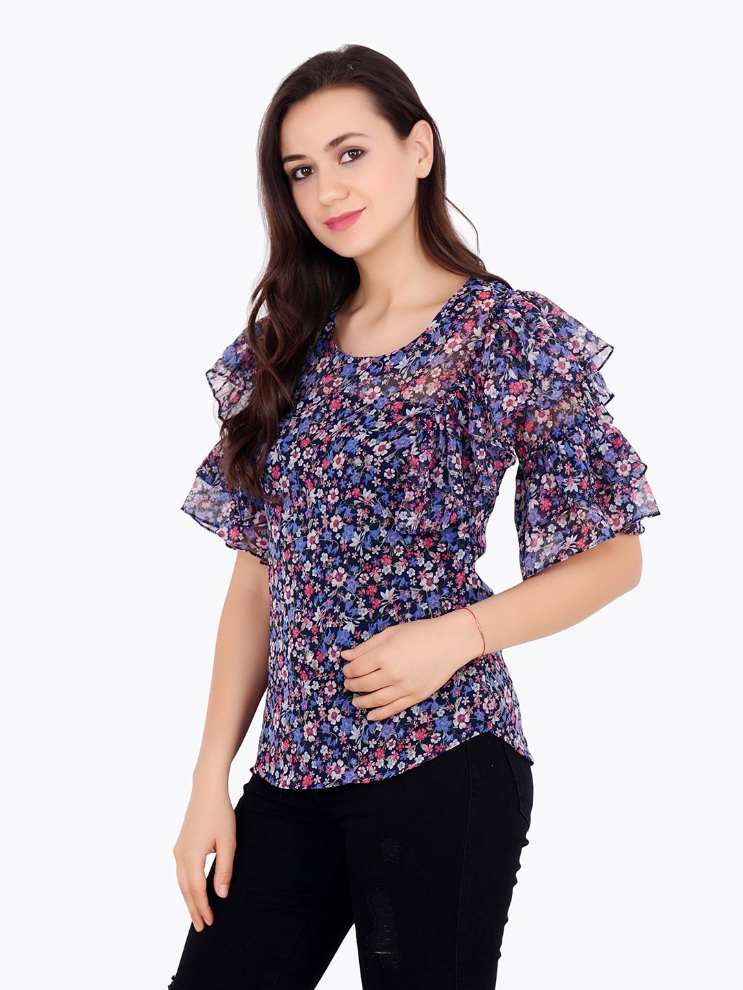 Blue Printed Top