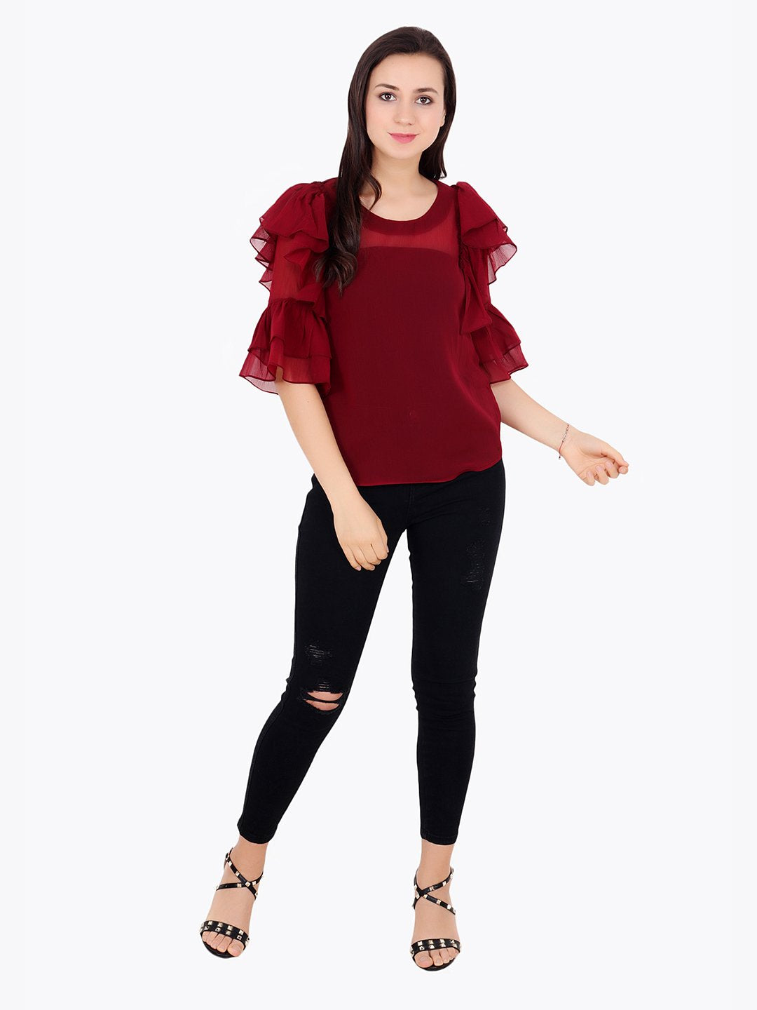 Maroon Solid Top
