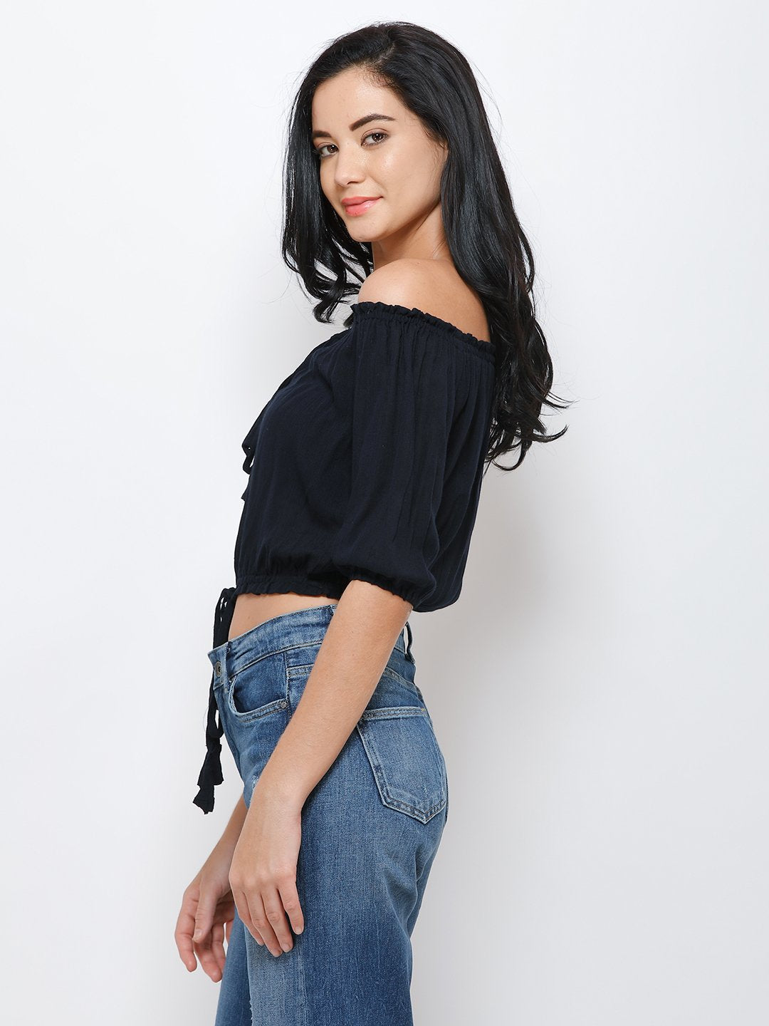 Navy crop top