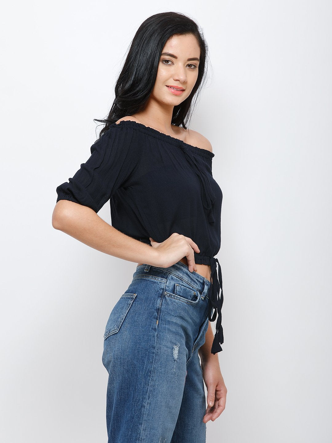 Navy crop top