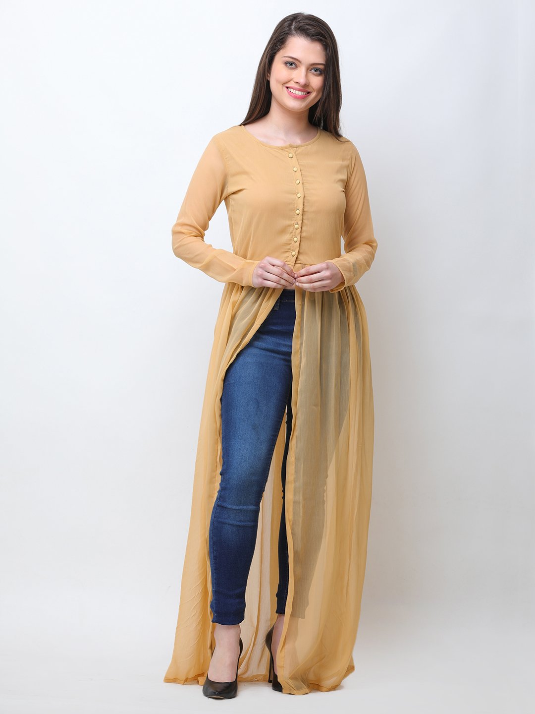 Beige solid tunic