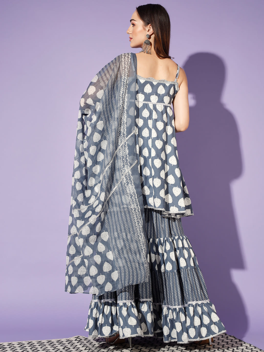 Timeless Elegance: A Grey Suit for Women (3-Piece) | Hues of India