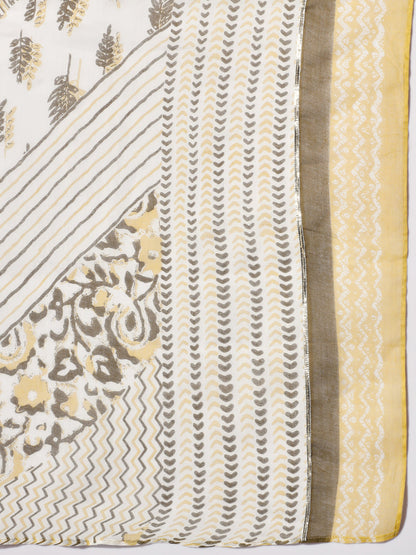 Golden Glow: A Yellow Printed 3 Piece Suit | Hues of India