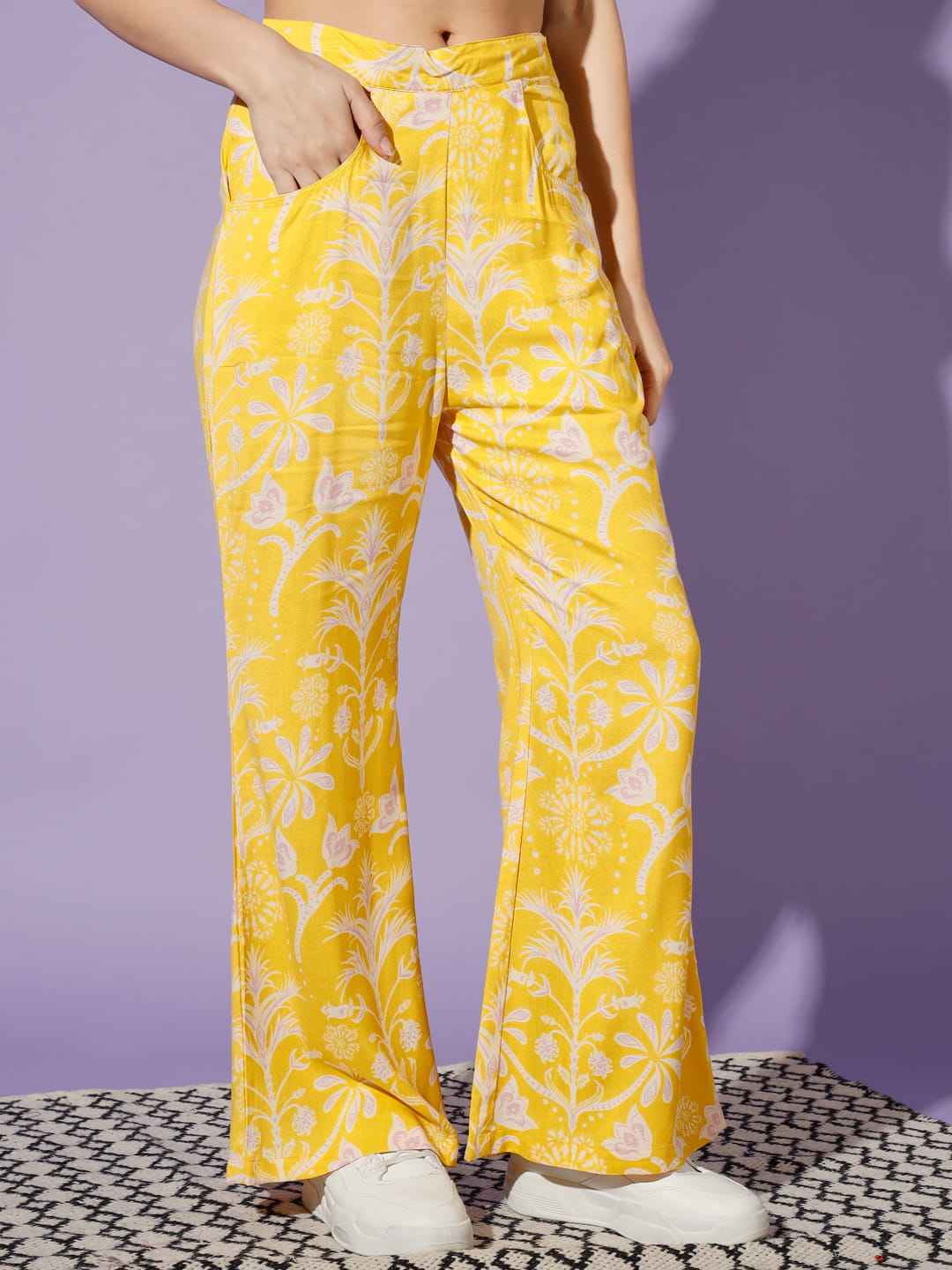 Sunflower Dreams: A Rayon Co-ord Set in Yellow | Hues of India