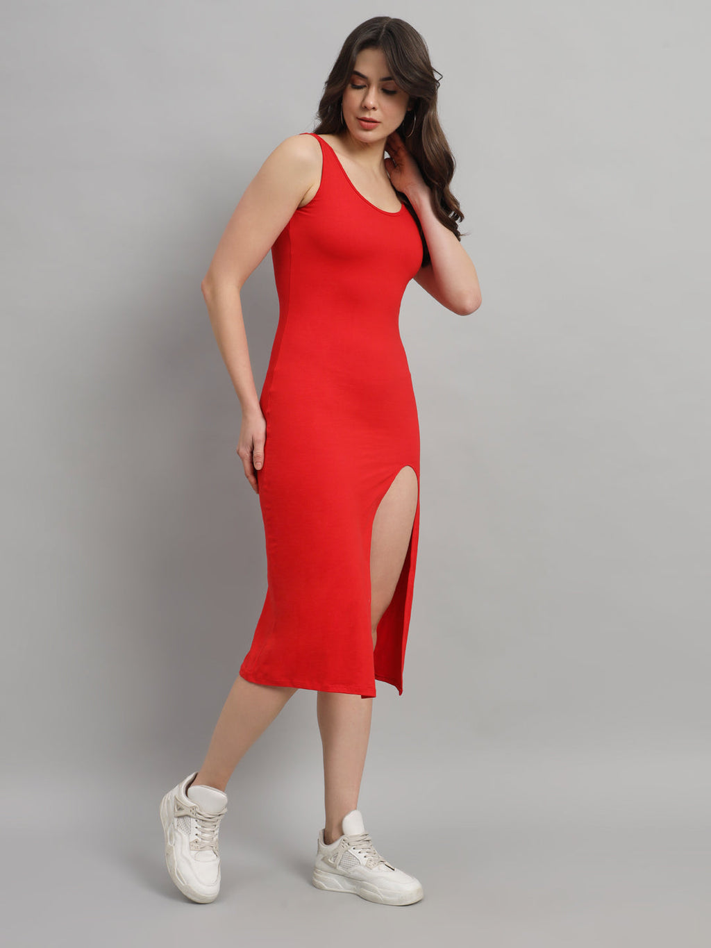SCORPIUS Bodycon Cotton Midi Dress