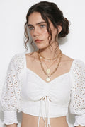 White Schiffli Top
