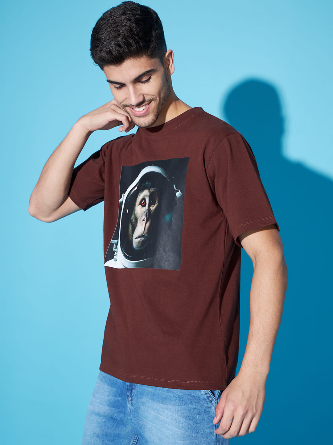 Earthly Elegance: Brown Printed T-Shirt