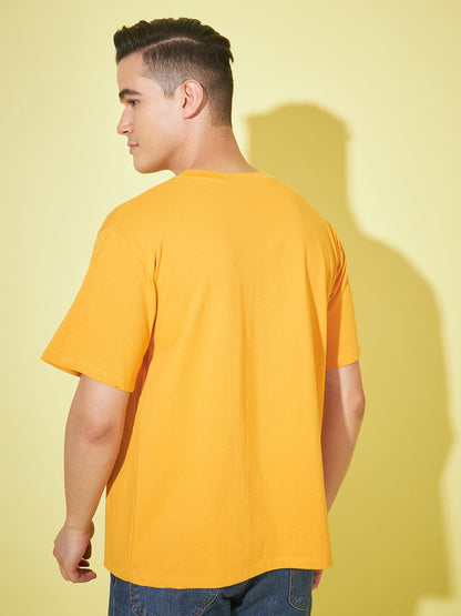 Golden Elegance: Mustard Printed T-Shirt