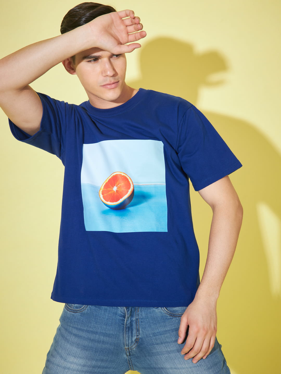 Citrus Splash: Printed Blue T-Shirt