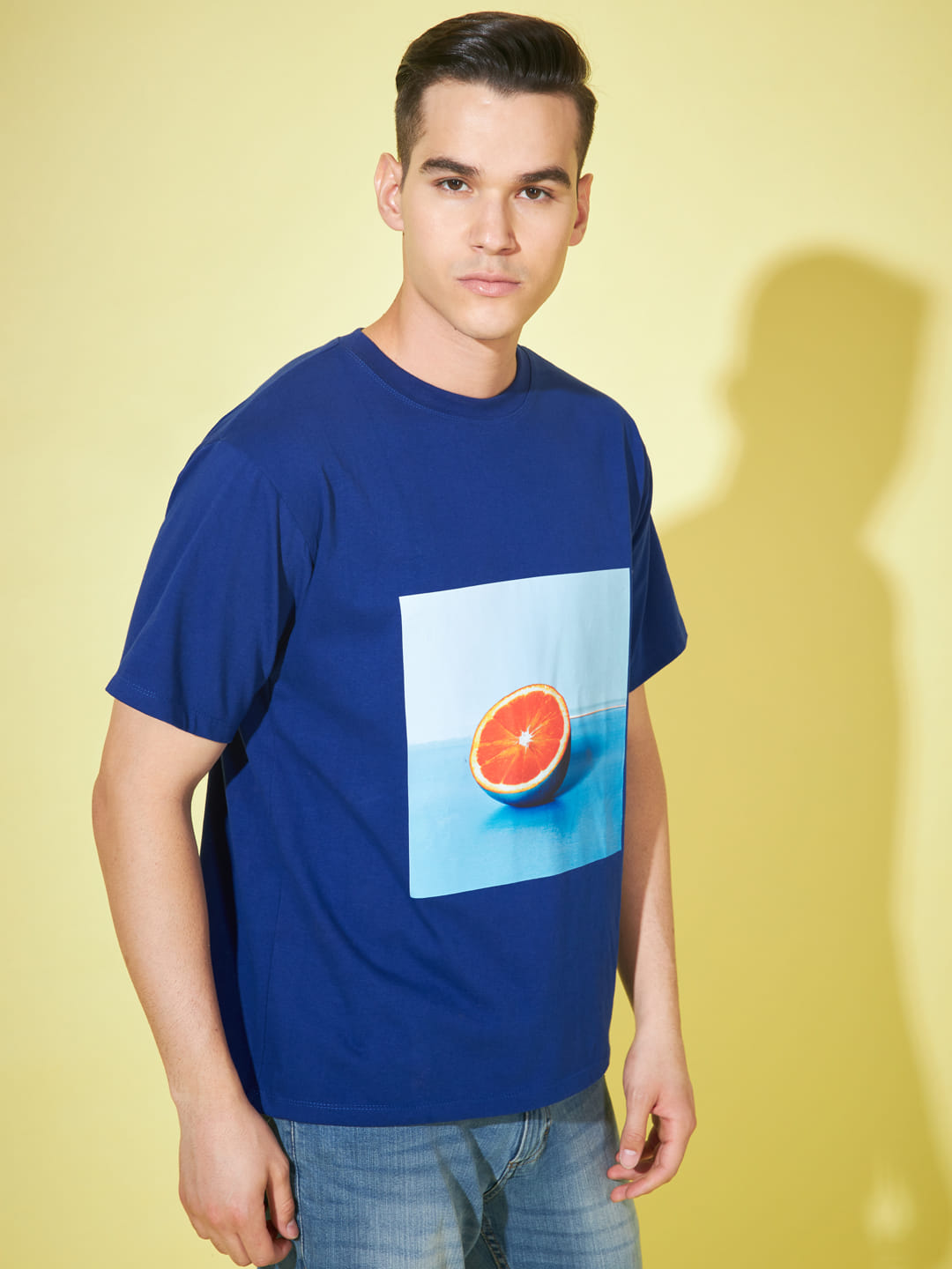 Citrus Splash: Printed Blue T-Shirt