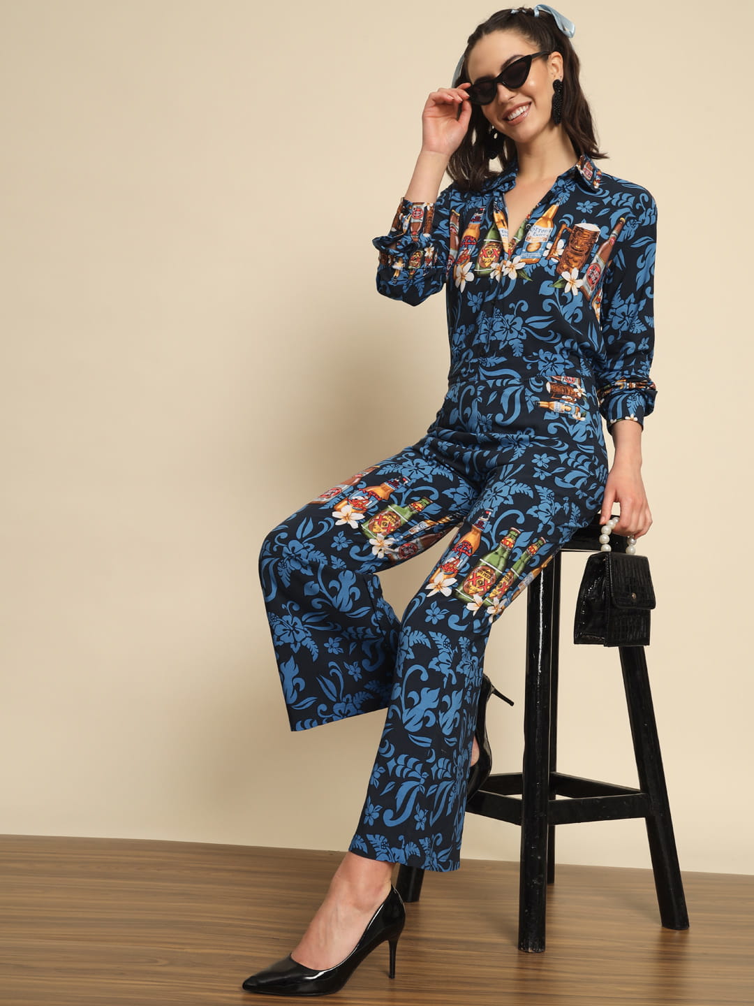 Azure Whispers: A Blue Printed Coord Set | Hues of India