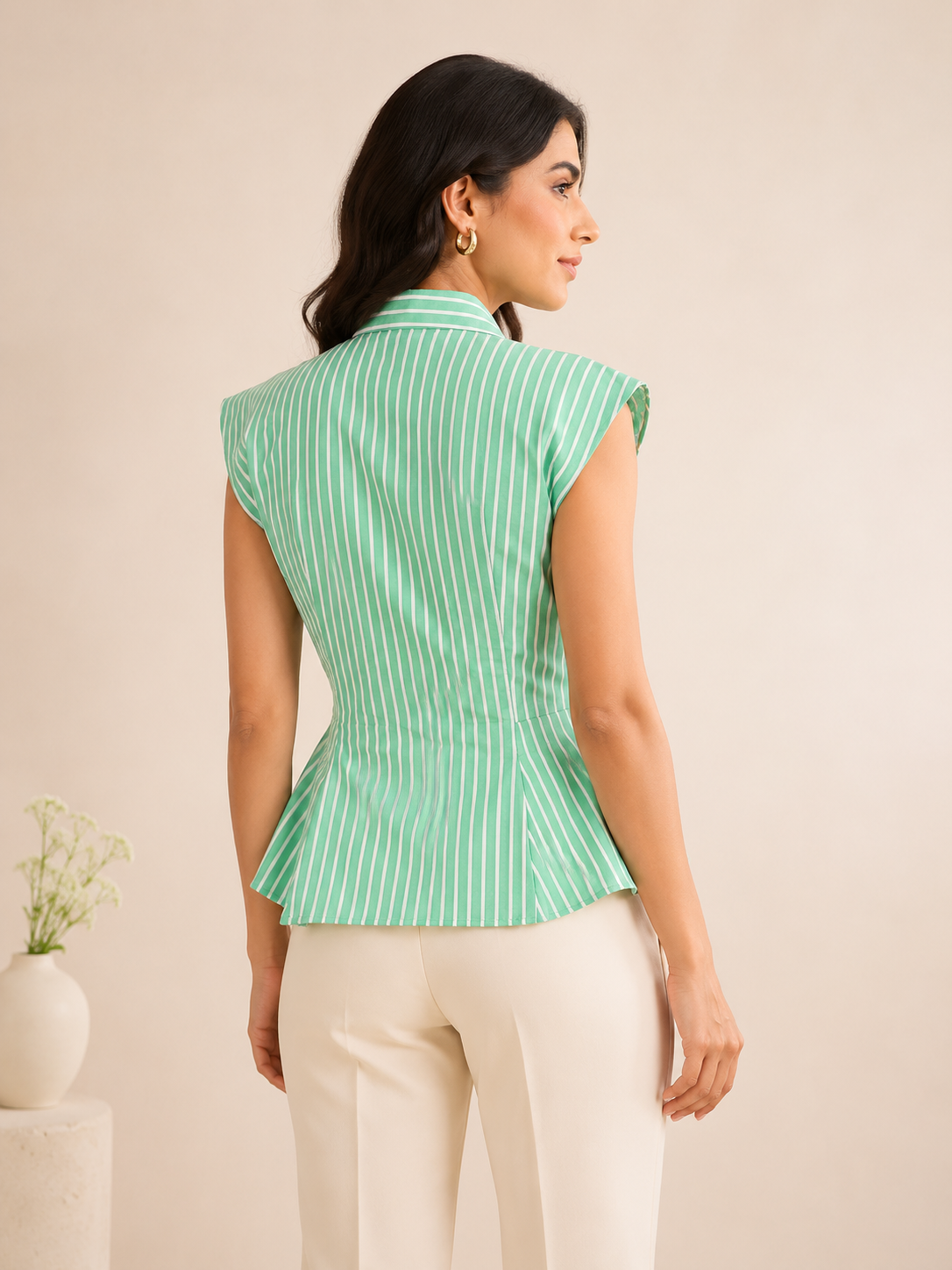 Green Stripes Cotton Shirt