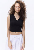 V-Neck Solid Black Top