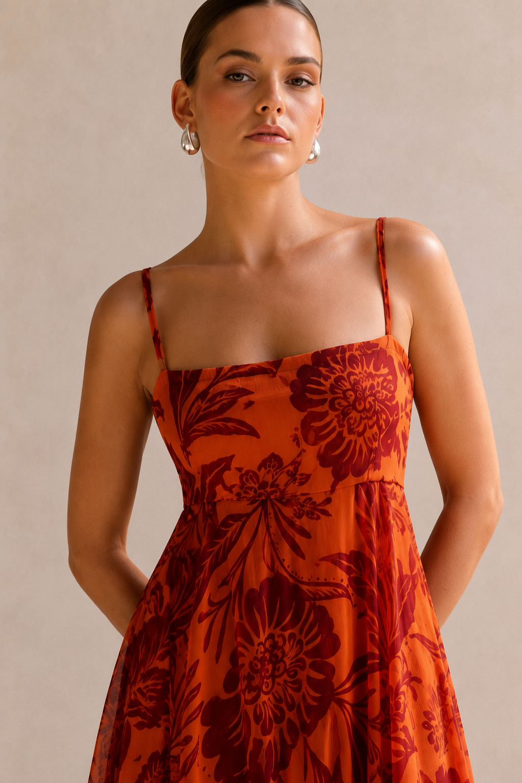 Sunset Bloom Printed Maxi Dress
