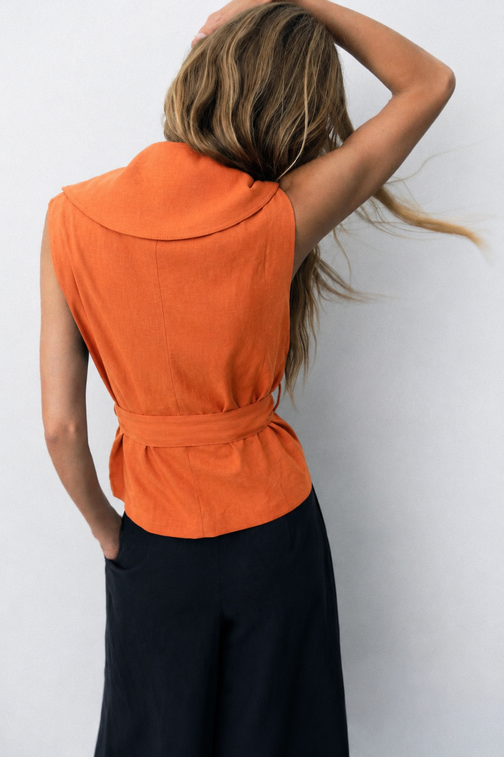 Sculpted Linen Wrap Vest