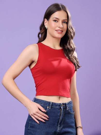 Cation Women Cotton Tank Crop Top