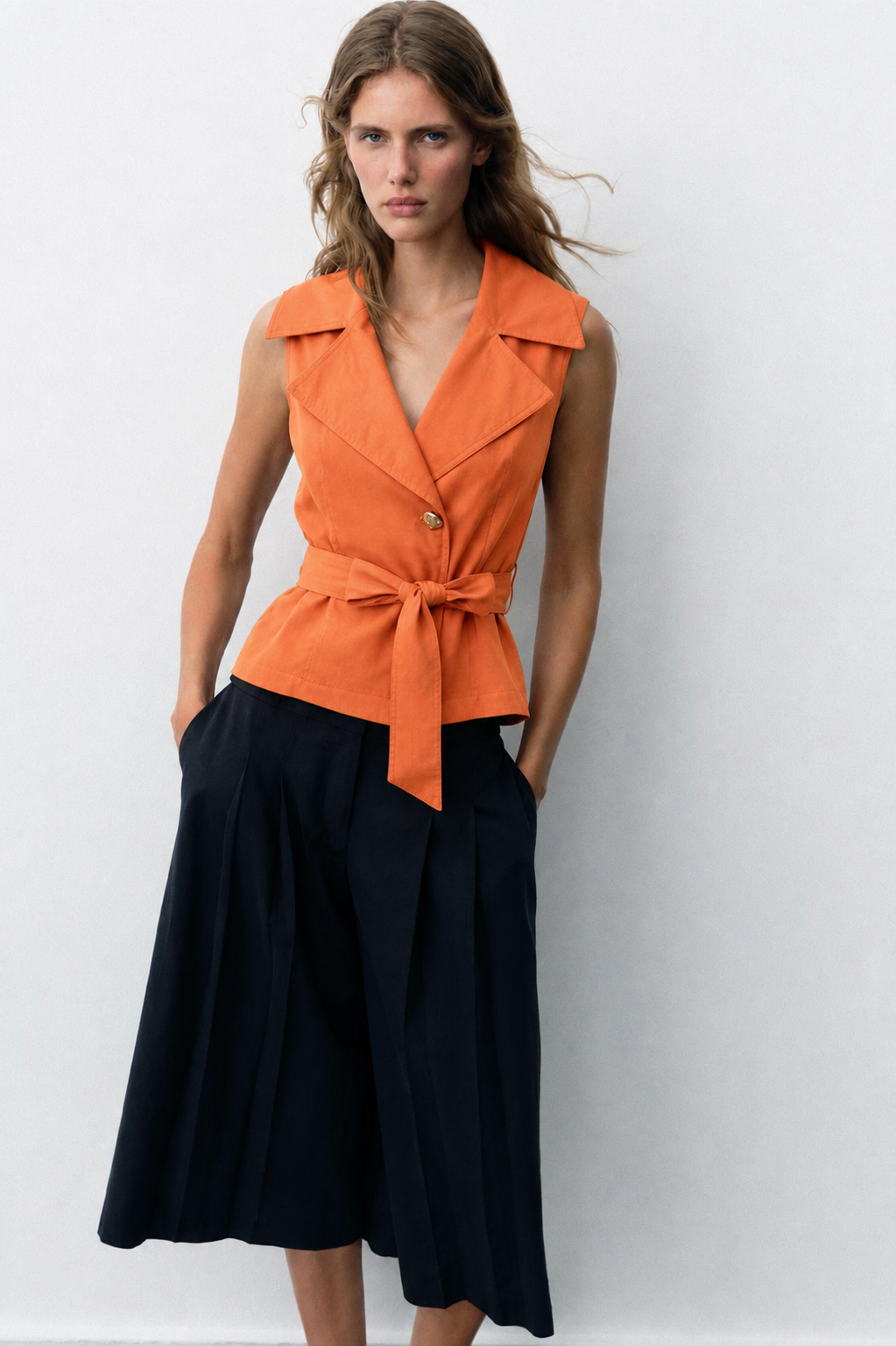 Sculpted Linen Wrap Vest