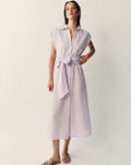 Pastel Pink Sleeveless Linen-Blend Shirt Dress