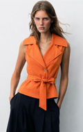 Sculpted Linen Wrap Vest