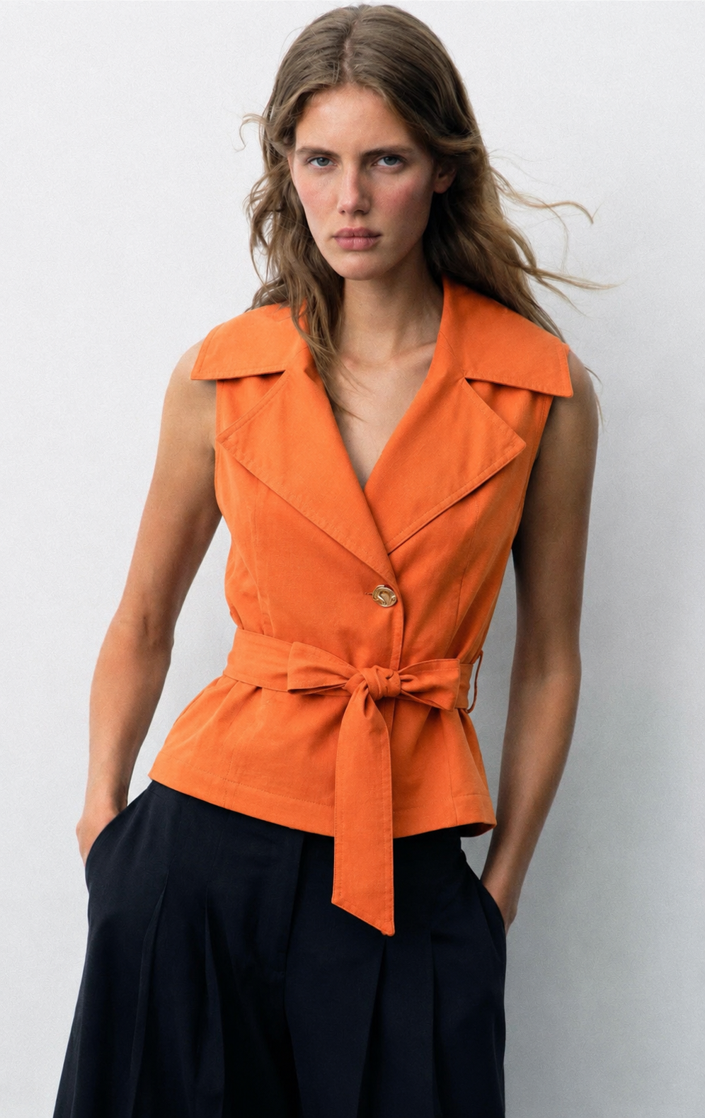 Sculpted Linen Wrap Vest