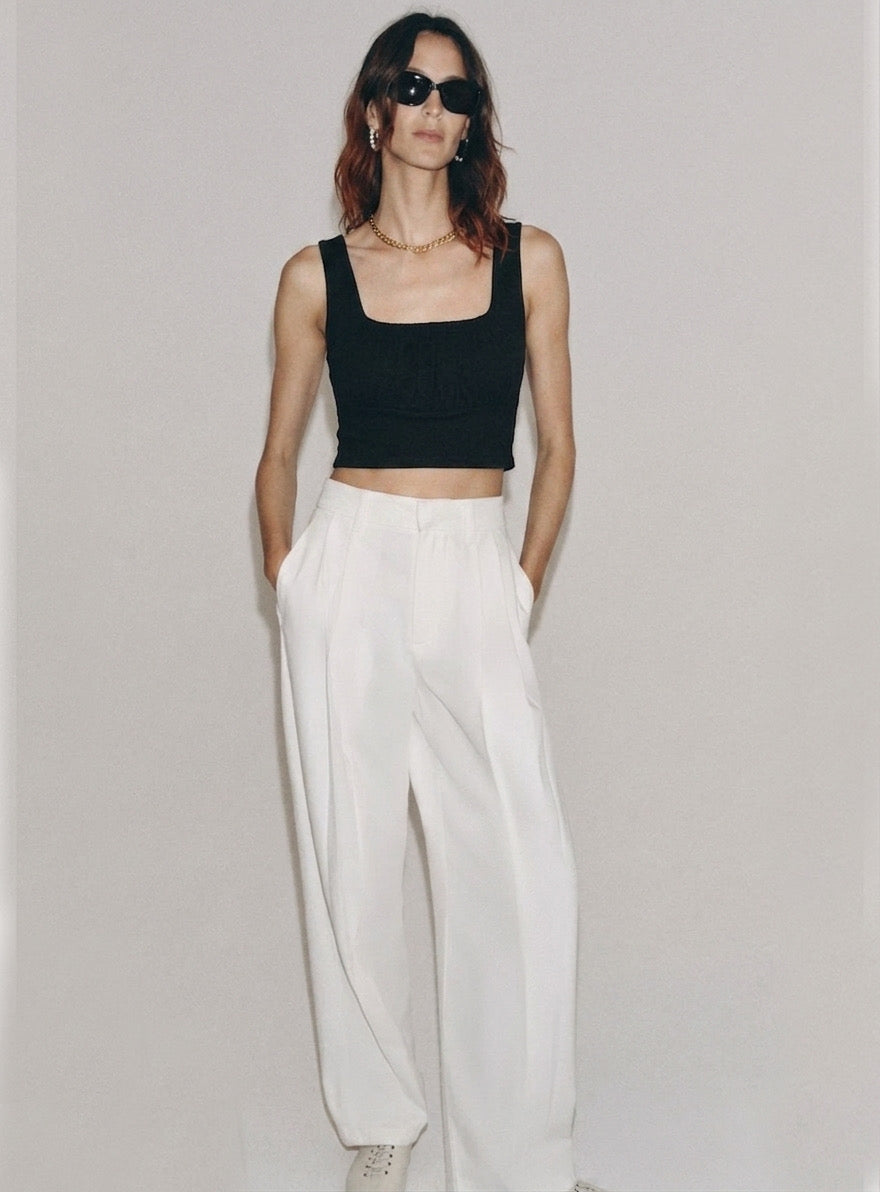 Black Square Neck Top
