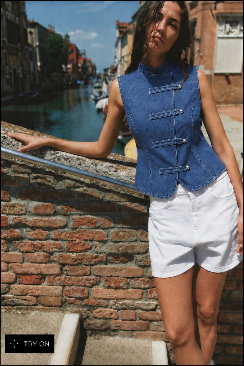 Blue Denim Button-Front Waistcoat