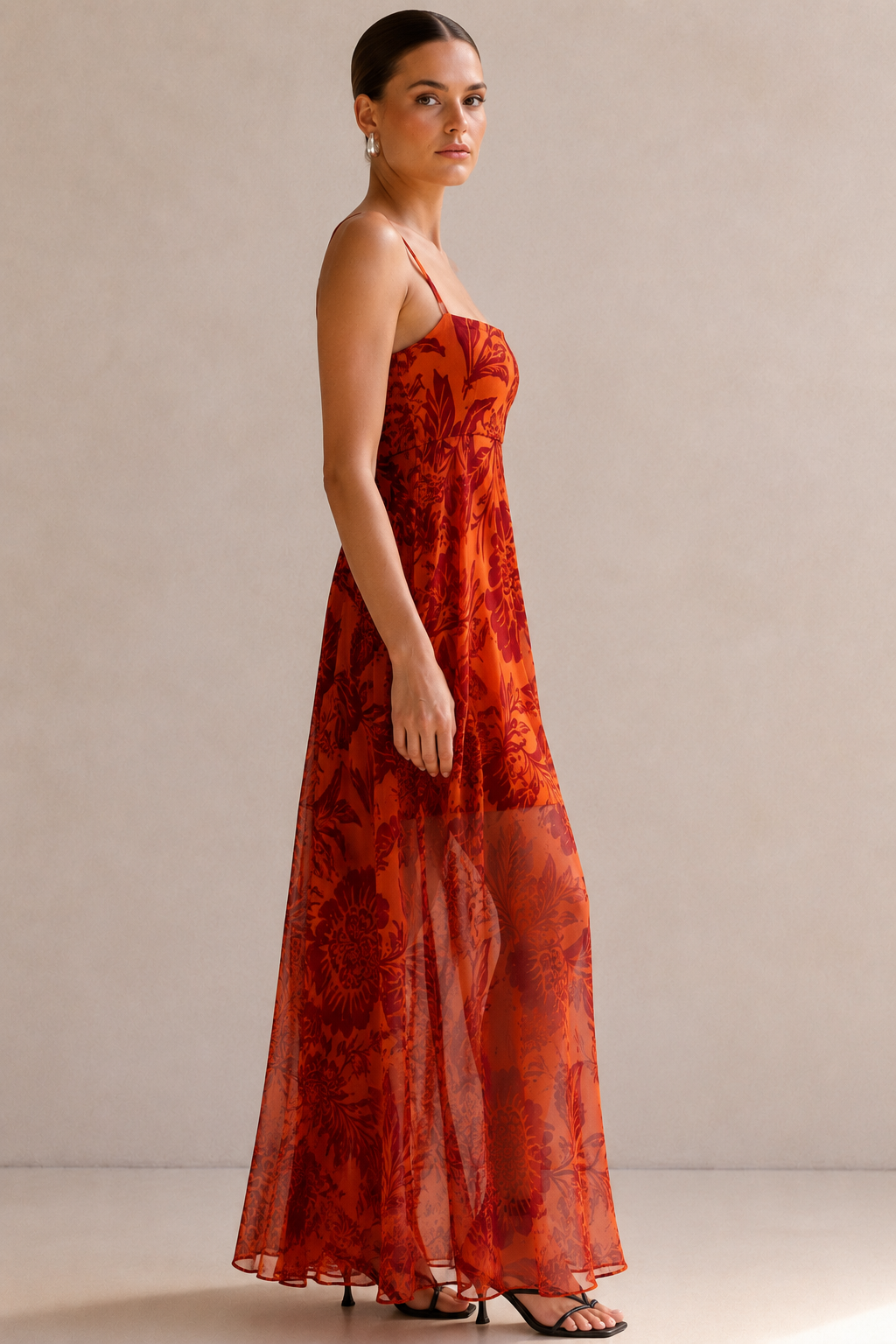 Sunset Bloom Printed Maxi Dress