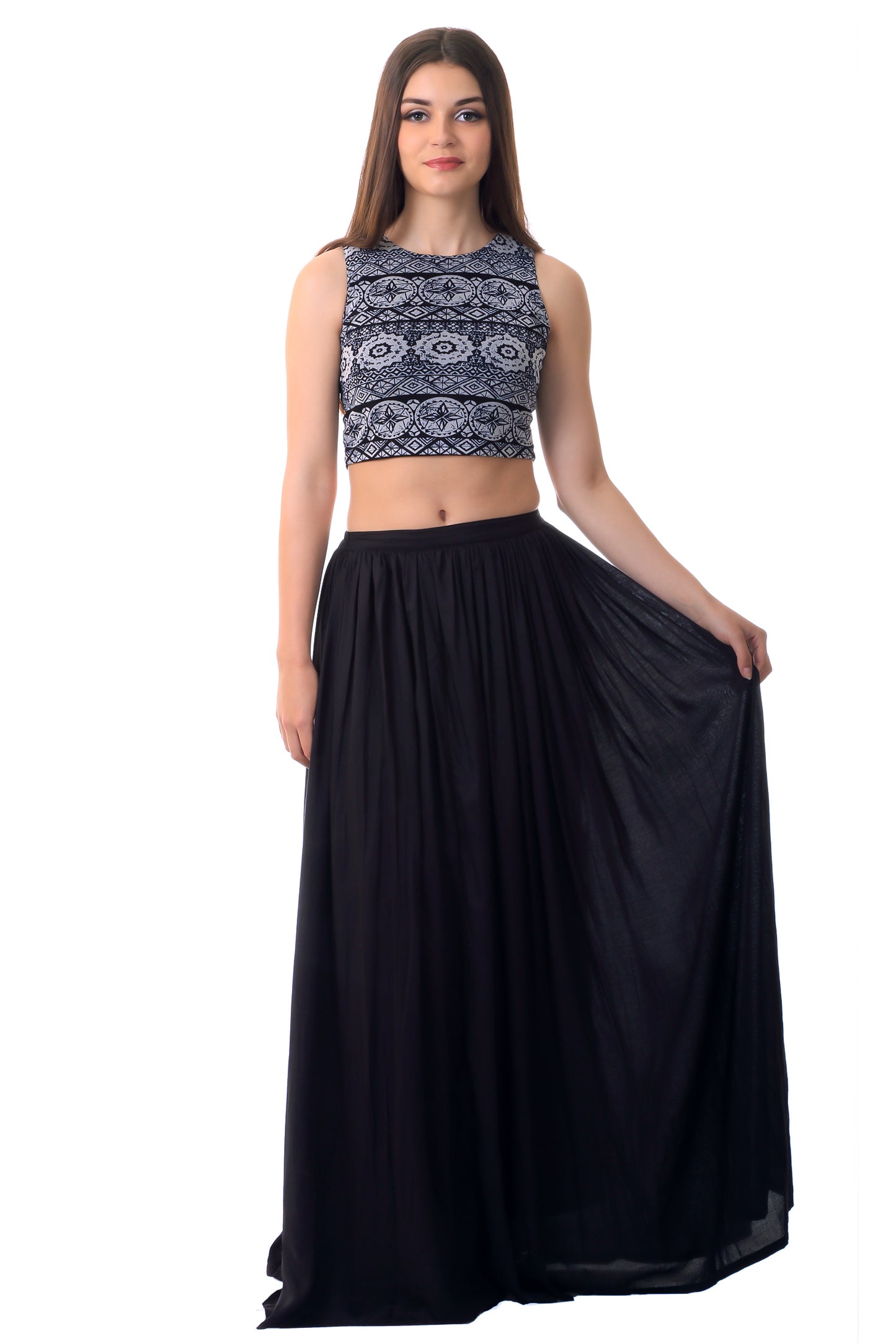 SCORPIUS Black self design crop top