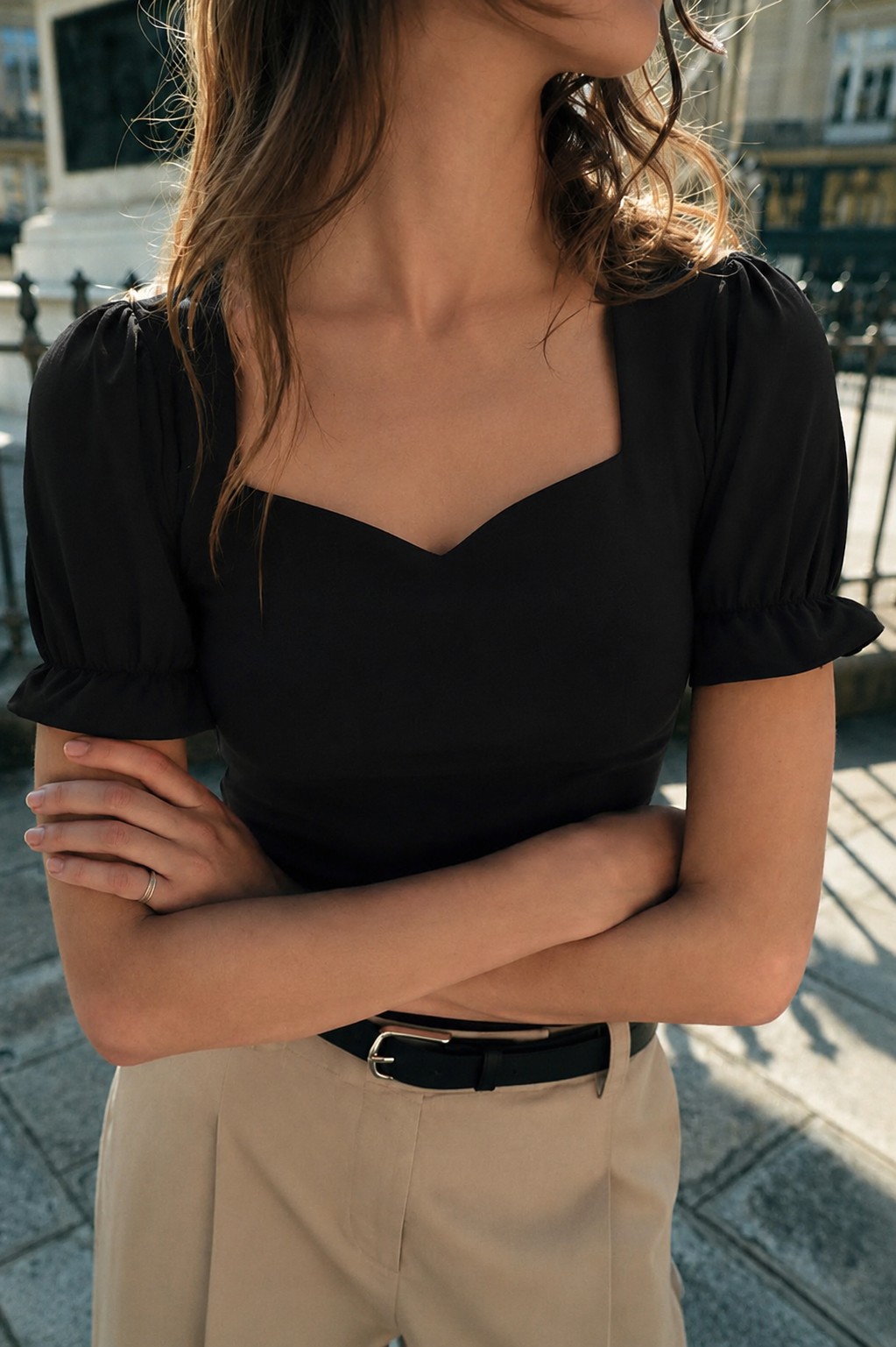 Designer Solid Black Top
