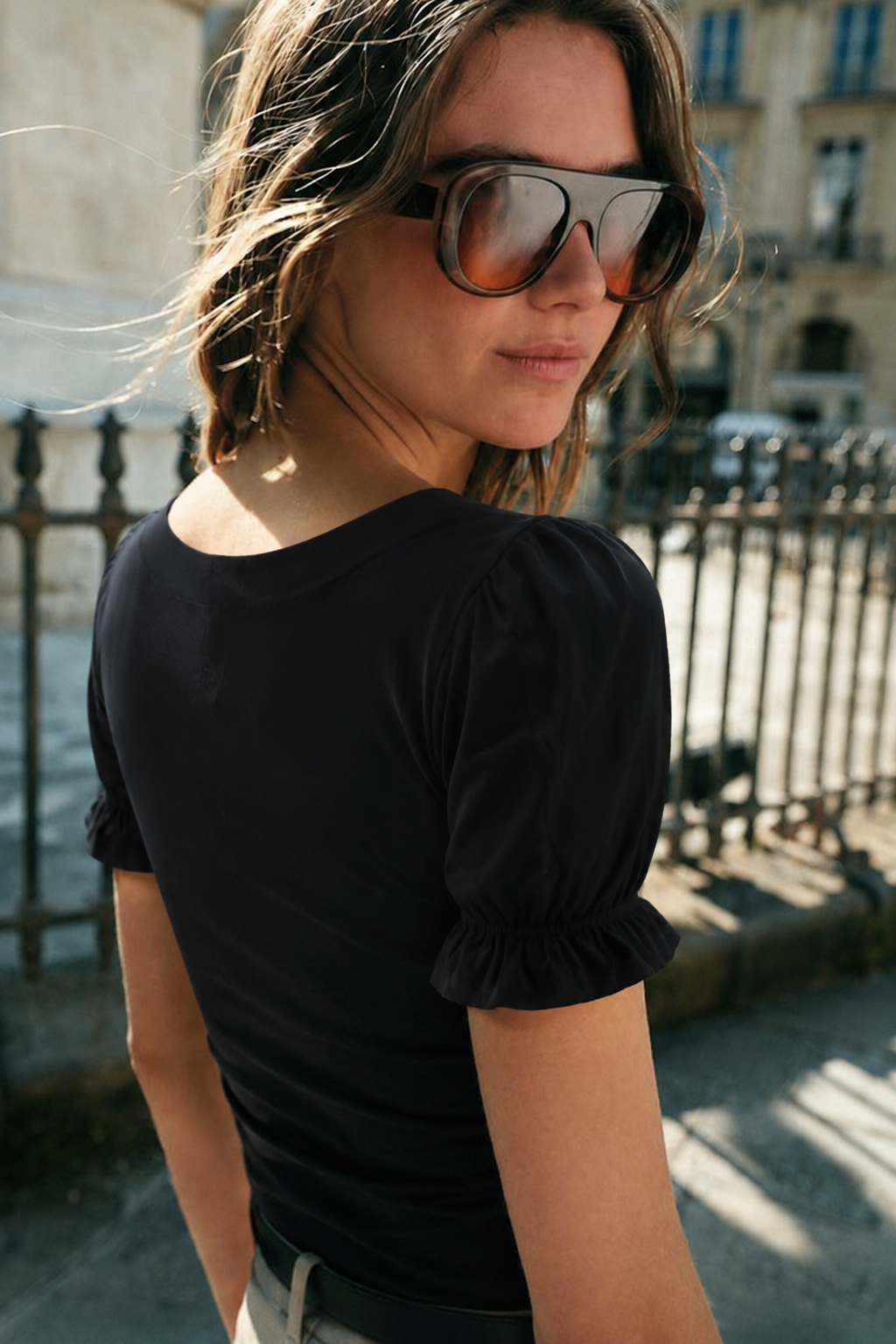 Designer Solid Black Top