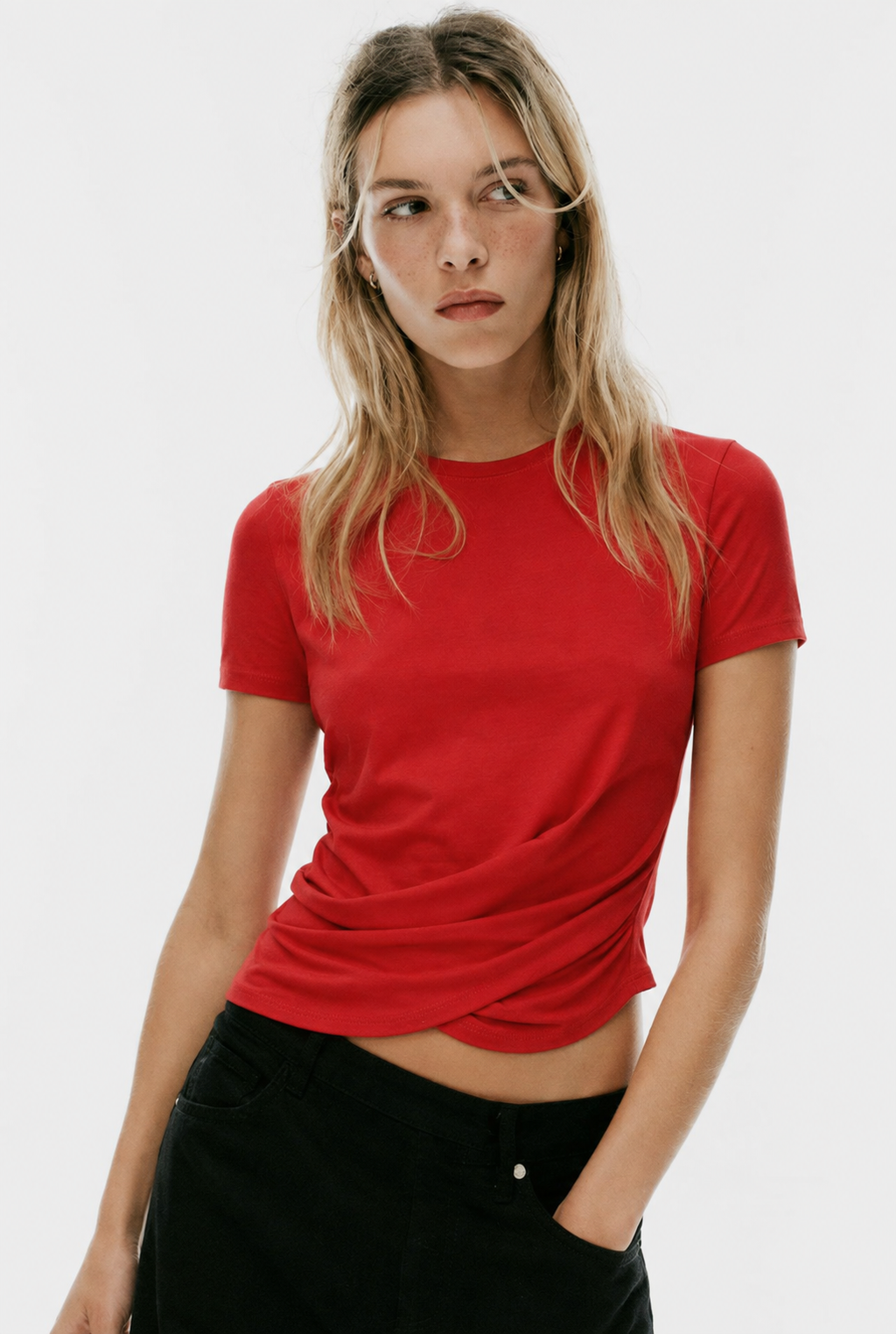 SCORPIUS Red front knot Crop top