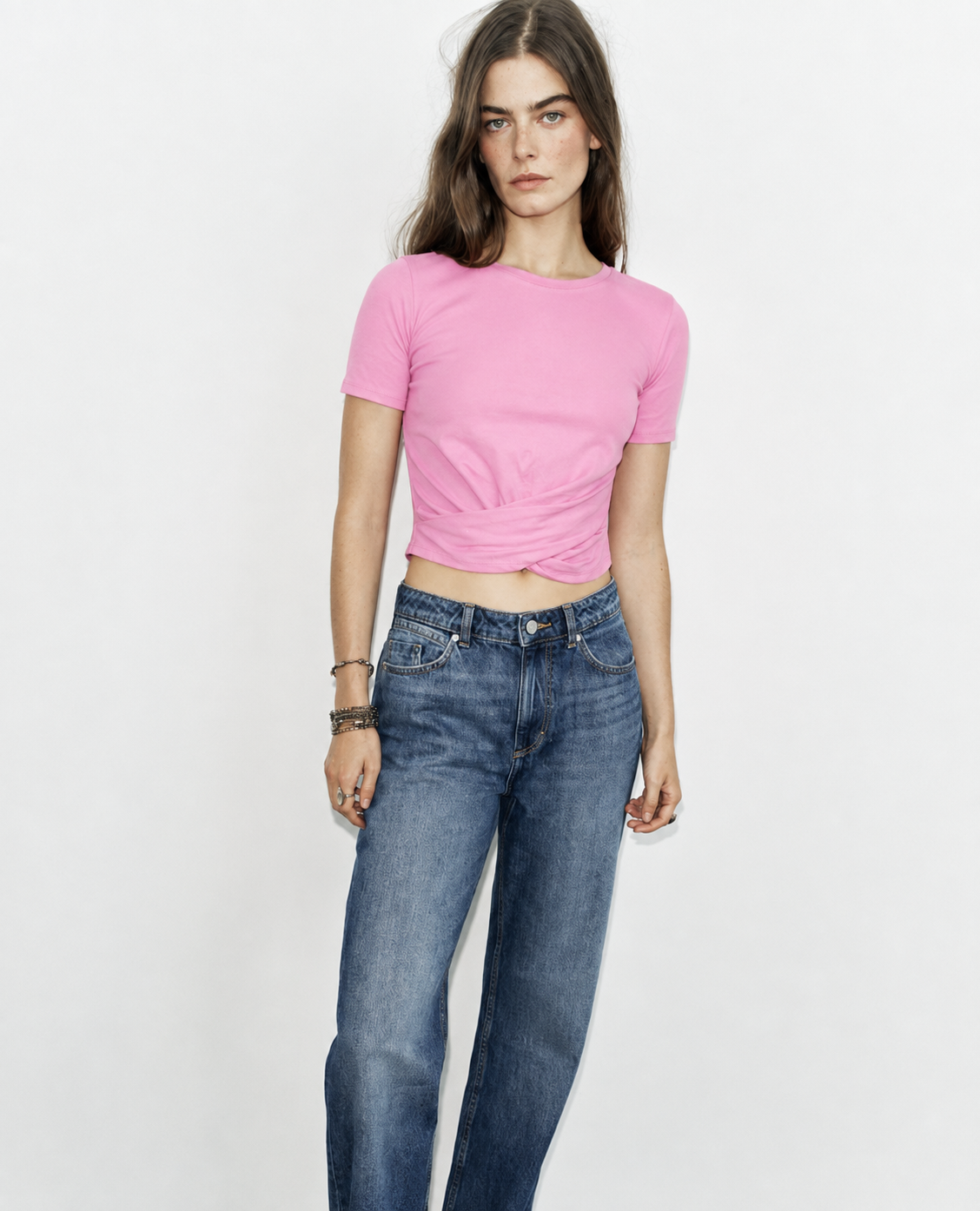 SCORPIUS Pink front knot Crop top