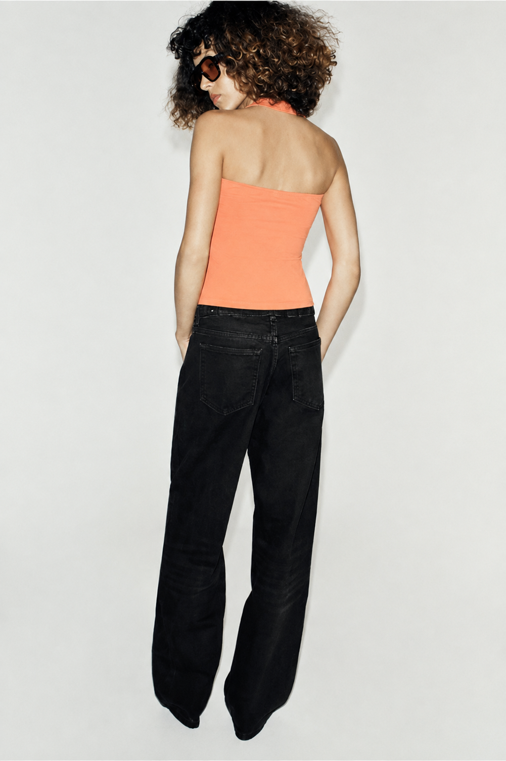 Halterneck Orange Solid Top