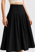 Midnight Poplin Pleated Midi Skirt