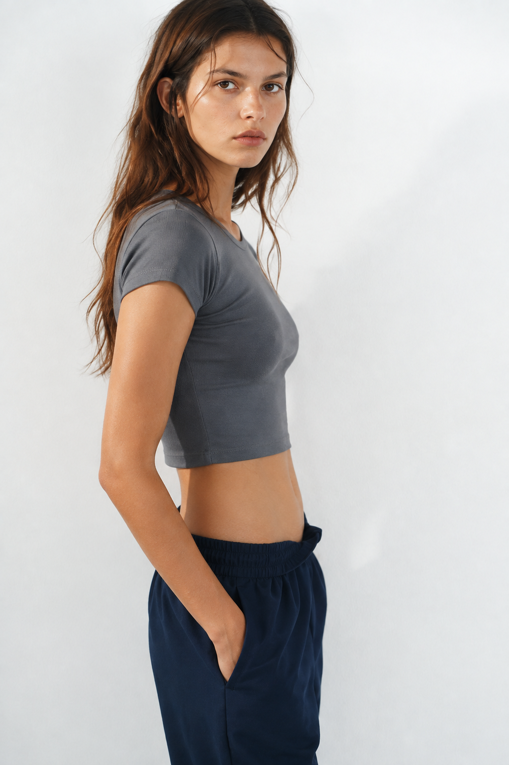 SCORPIUS Grey Knot Crop Top