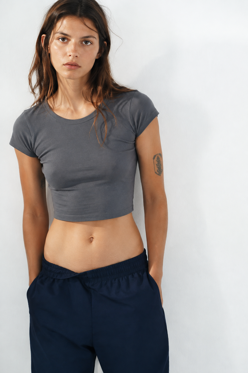 SCORPIUS Grey Knot Crop Top
