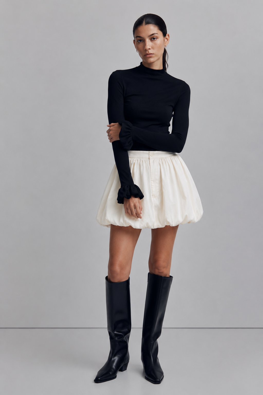 Ivory Bubble Mini Skirt