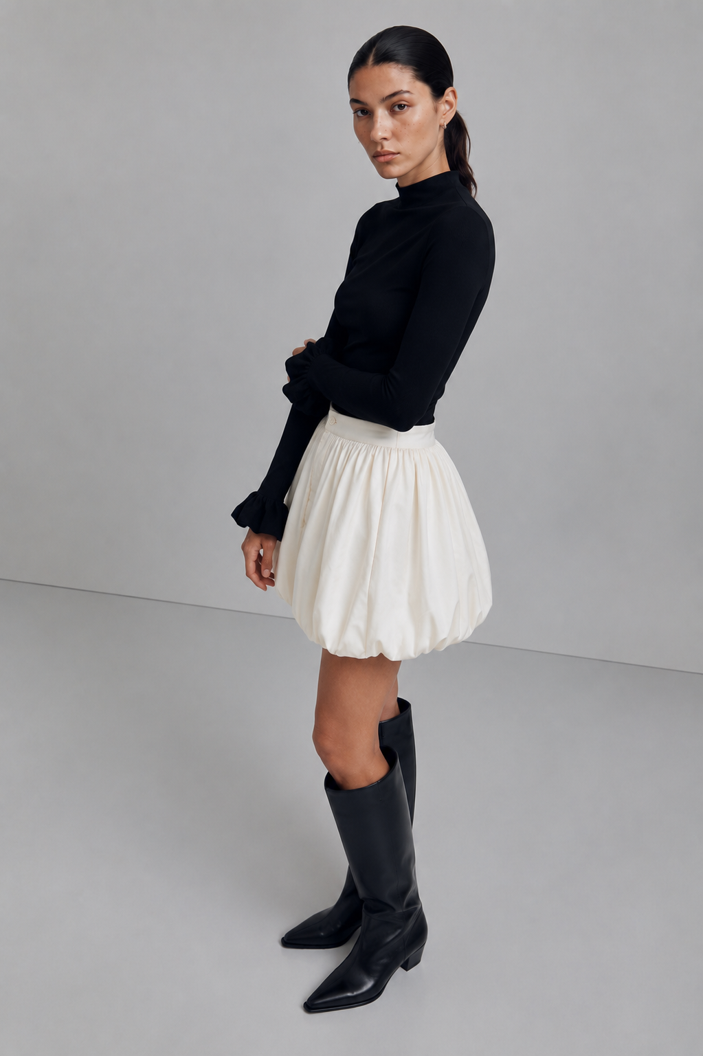 Ivory Bubble Mini Skirt