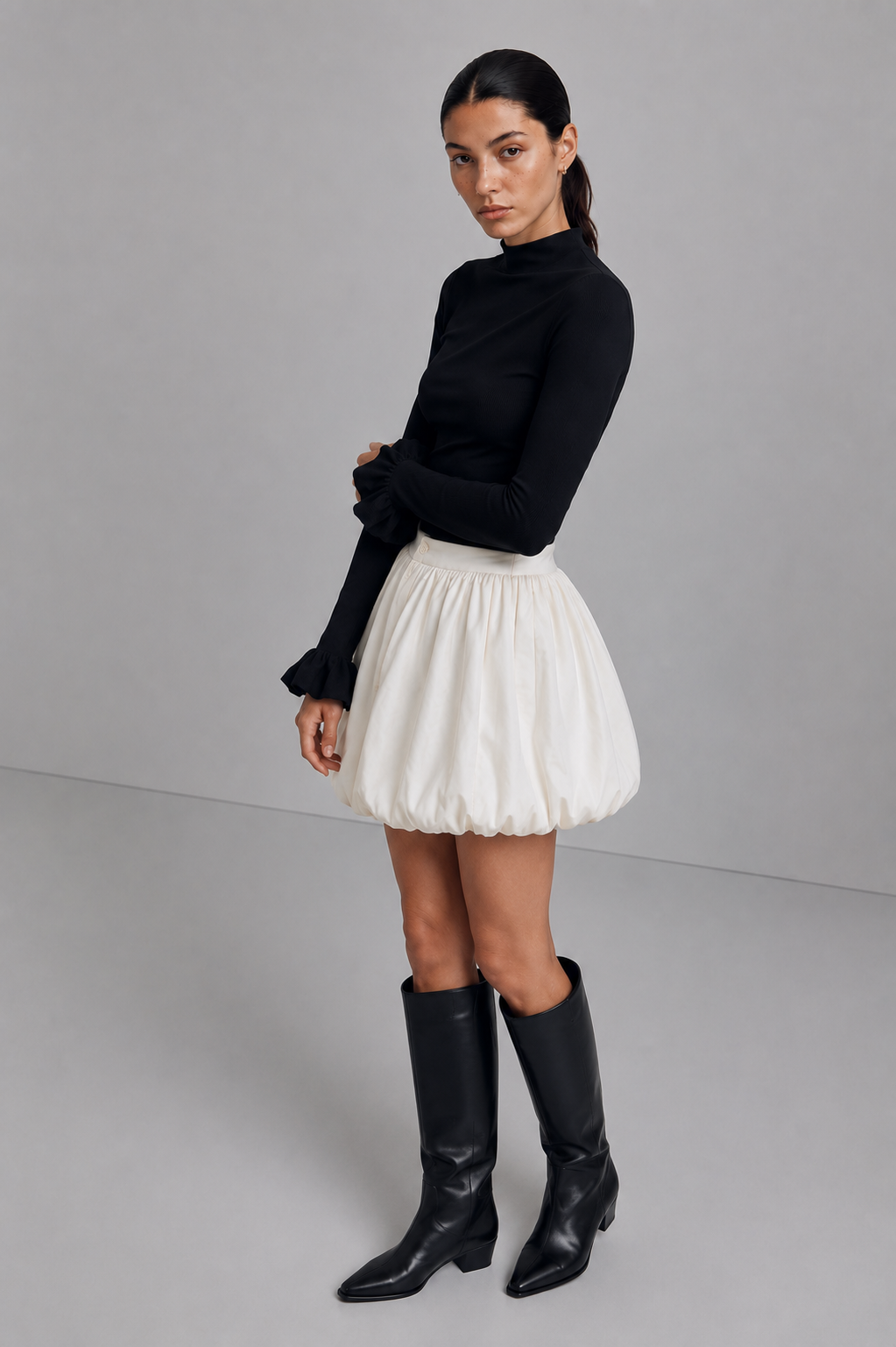Ivory Bubble Mini Skirt