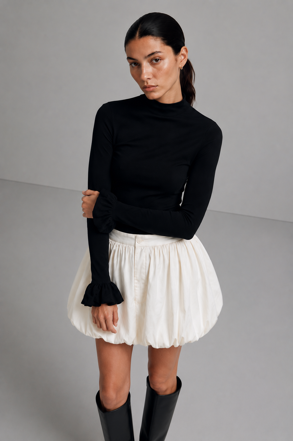 Ivory Bubble Mini Skirt