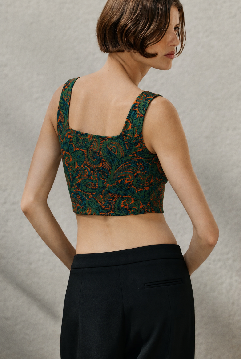 Verdant Paisley Crop Top