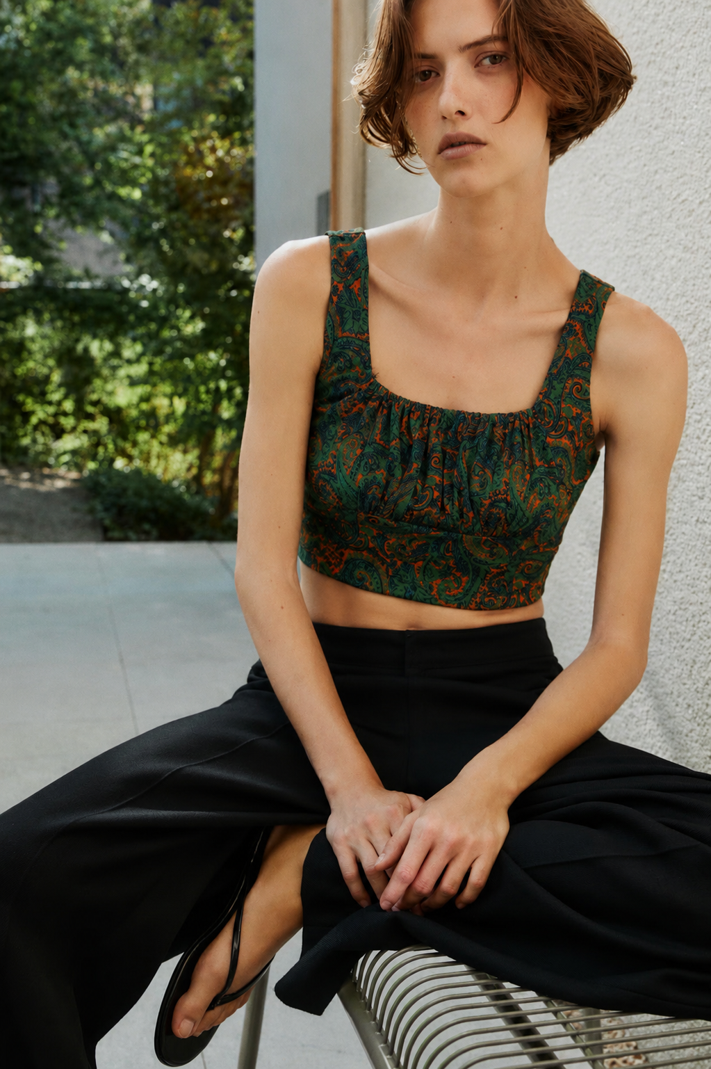 Verdant Paisley Crop Top