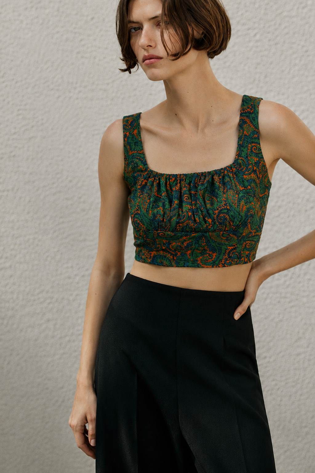 Verdant Paisley Crop Top