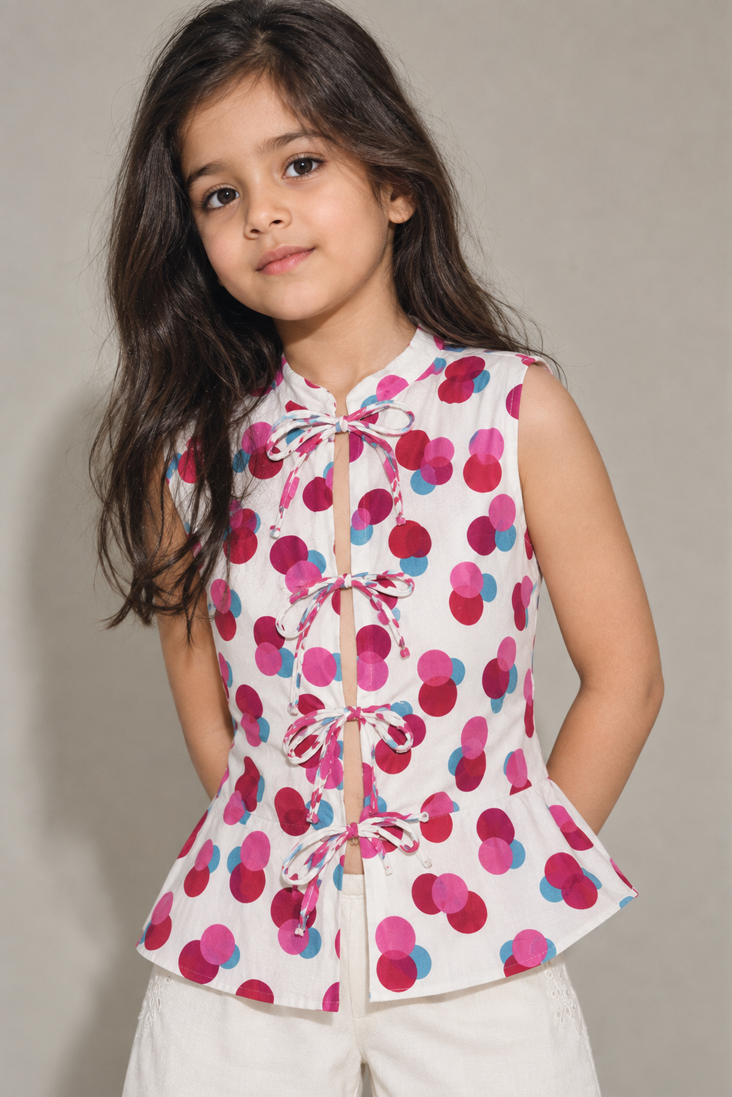 Petal Pop Printed Tie-Front Top