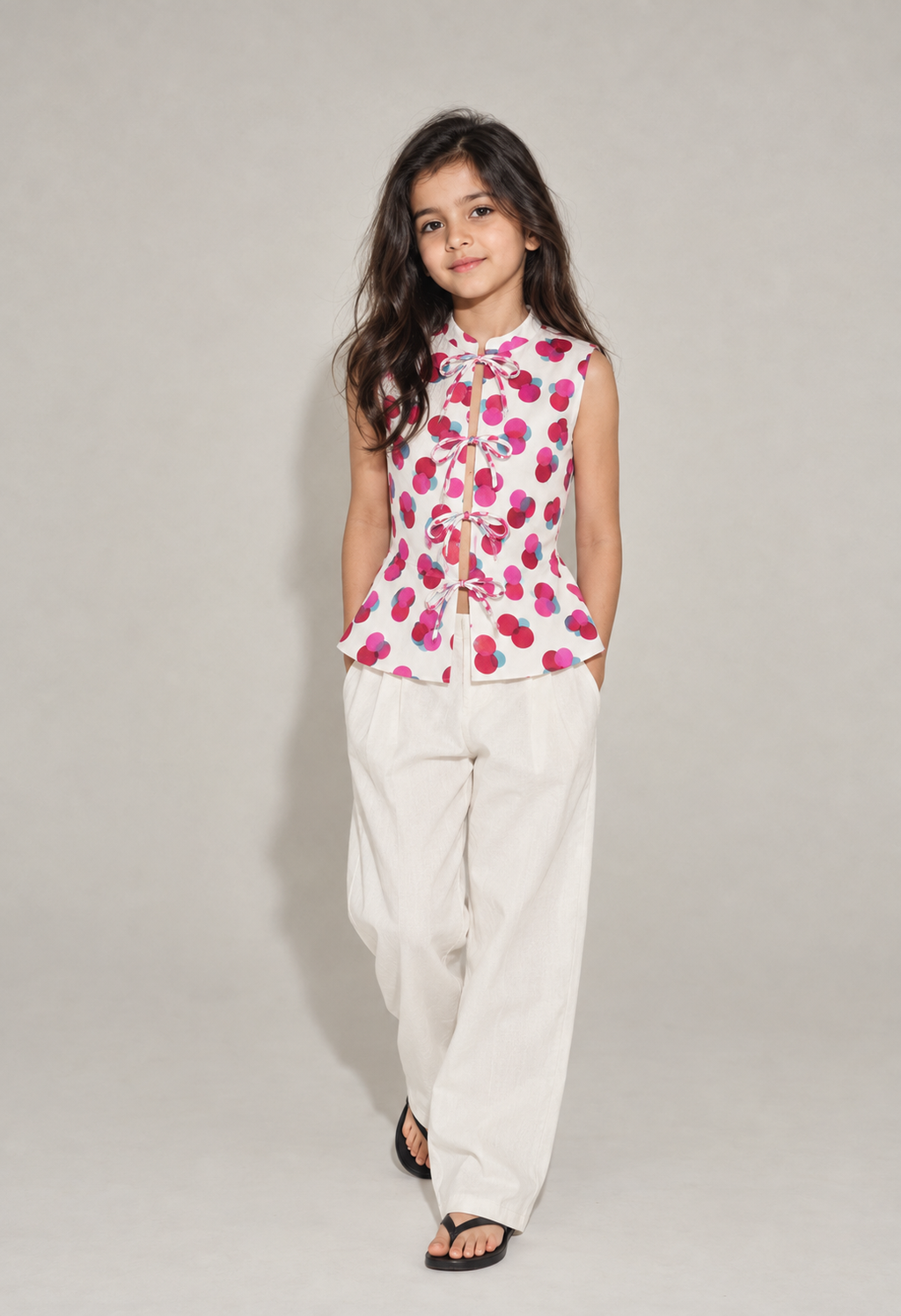 Petal Pop Printed Tie-Front Top