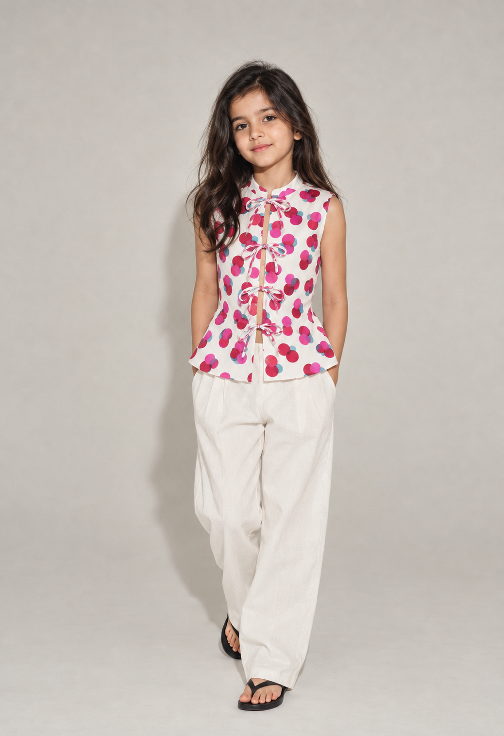 Petal Pop Printed Tie-Front Top