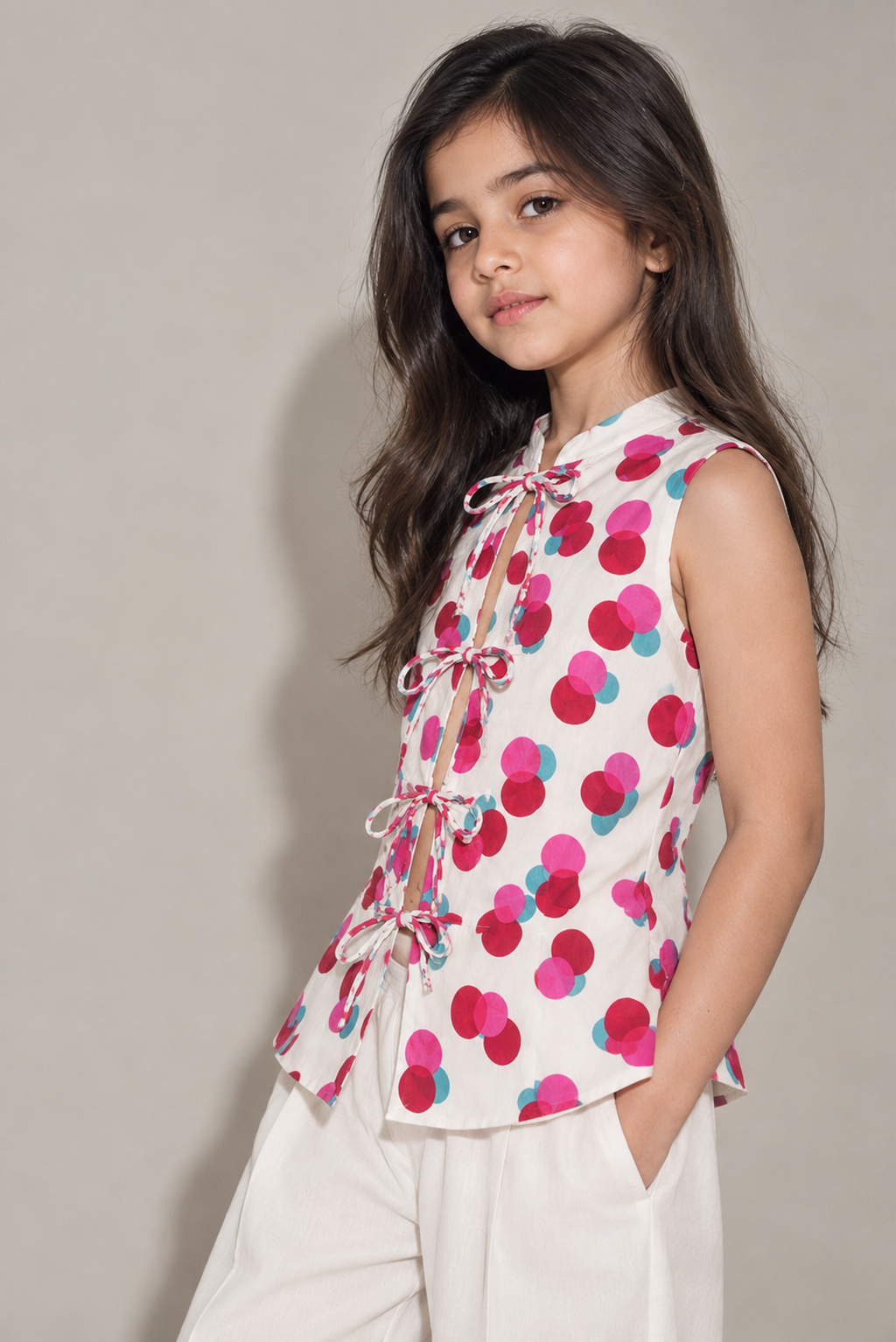Petal Pop Printed Tie-Front Top