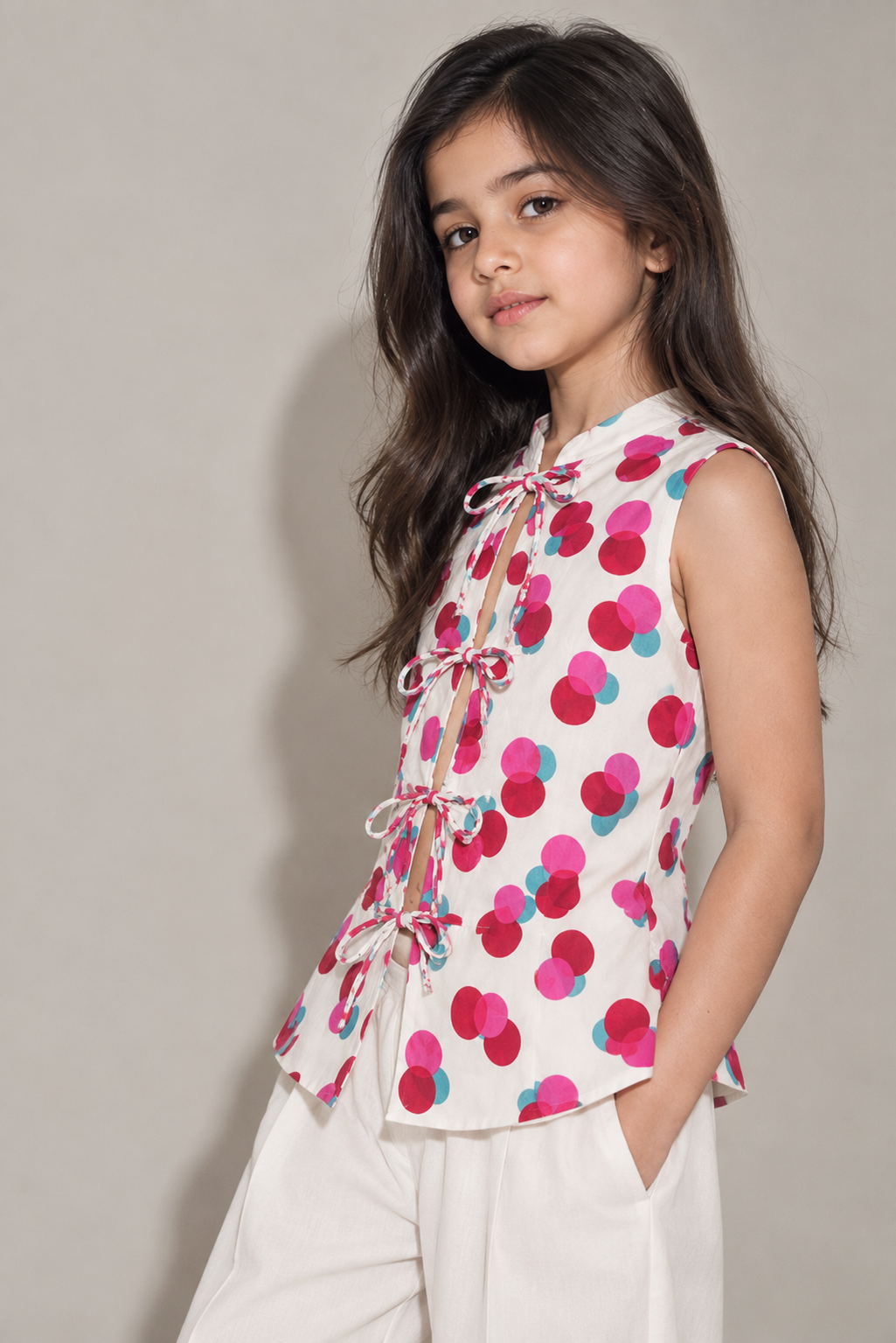 Petal Pop Printed Tie-Front Top