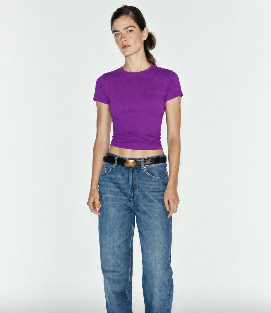 SCORPIUS PURPLE FRONT CROSS CROPTOP
