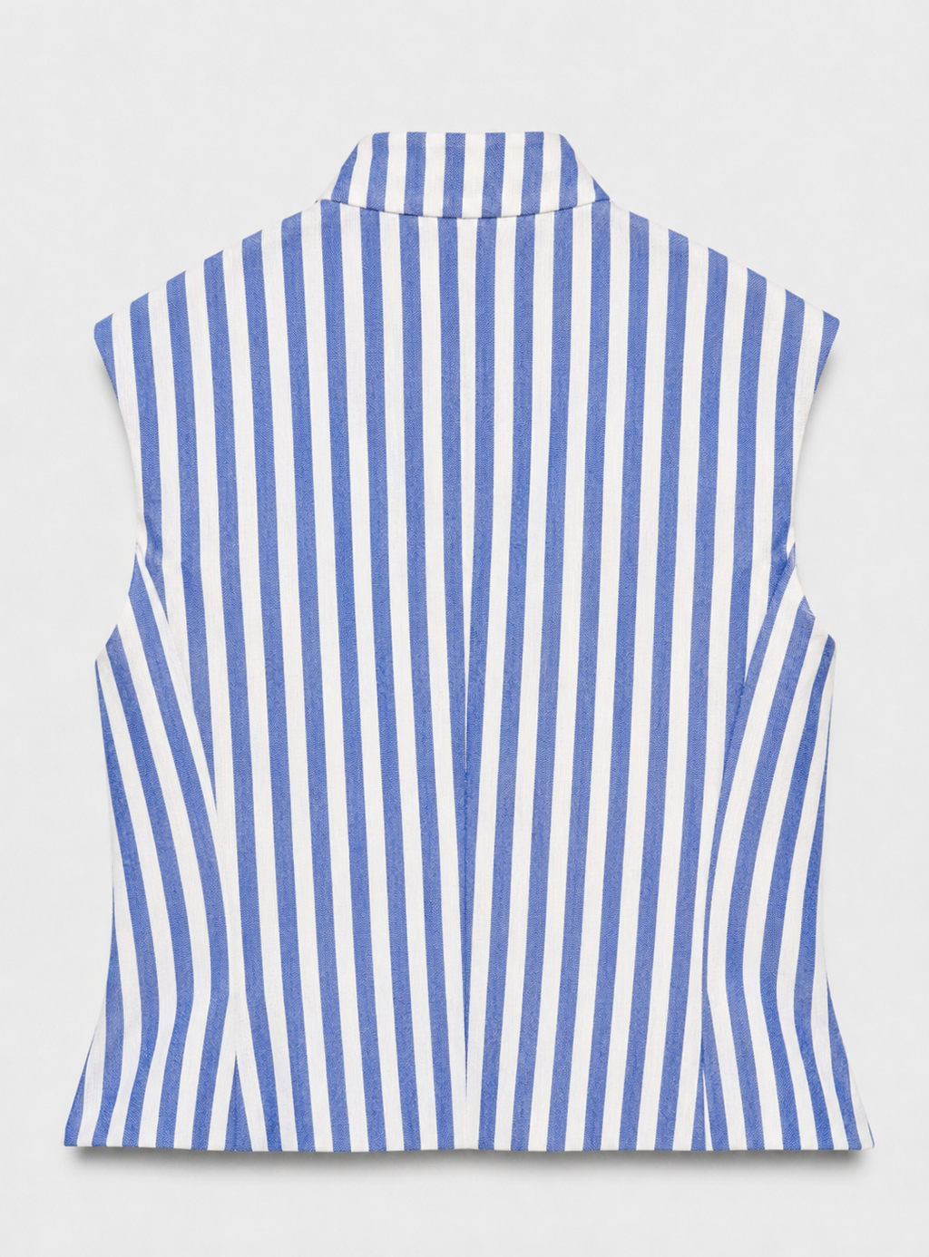 Blue & White Striped Sleeveless Top with White Skirt